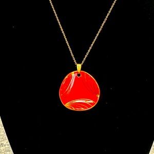 Milvern Ceramic Elegant Orange and Gold Pendant mcm. 50’s